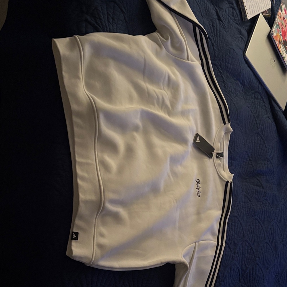 adidas White Sweatshirt with Black Stripes